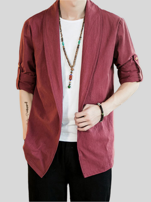 Long Sleeve Relaxed Linen Men's Jackets