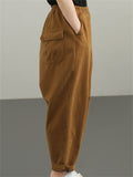 Comfy Elastic-waist Solid Color Harem Pants