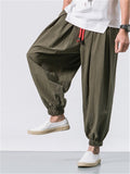 Drawstring Solid Color Linen Pants