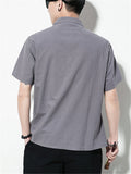 Short Sleeve Solid Color Stand Collar Shirts