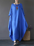 Loose Cotton Linen Solid Color Dress