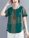 Elegant Lattice Loose Shirts For Women