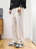 Straight Leg Corduroy Solid Warm Long Pants For Men