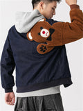 Men's Street Fashion Bear Thick Denim Jacket