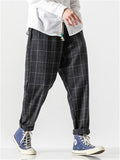 Retro Plaid Loose Straight Leg Pants