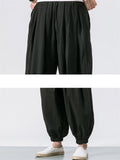 Drawstring Solid Color Linen Pants