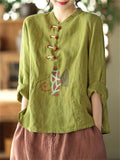 Comfy Embroidered National Style Ladies Shirts