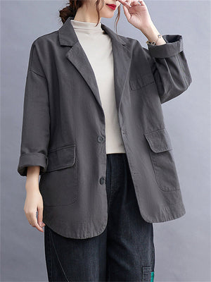 Affordable Loose Age-Reducing Solid Classic Suit Jackets For Women