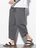 Casual Relaxed Nice Wide Leg Cropped Harem Pants For Men