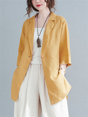 Simple Solid Color Linen Jackets Coat