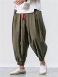 Drawstring Solid Color Linen Pants