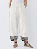 Casual Elastic Waist Patchwork Loose Pants