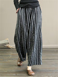 Loose Stripe Cotton Linen Pants