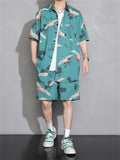 Summer Cool Crane Short Streetwear Korean Style Men's Outfits