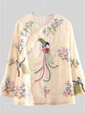 Retro Phoenix Embroidery Loose Shirts