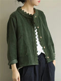 Simple Graceful Corduroy Autumn Lace Women's Short Jackets