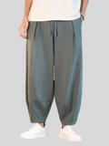 Solid Loose Cotton Linen Plus Size Pants For Men