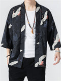 Retro Cranes Printed Cardigan Loose Jackets