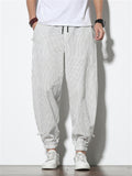 Vertical Stripe Summer Autumn Linen Casual Men's Long Pants