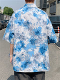 New Arrival Chic Blue Printed Random Dyeing Men's Shirts