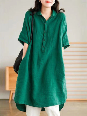 Casual Cotton Linen Medium Style Dresses