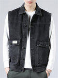 Male Casual Popular Wearable Daily Denim Vest Jacket