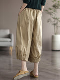 Female Summer Cotton Linen Retro Cropped Pants