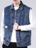 Male Casual Popular Wearable Daily Denim Vest Jacket