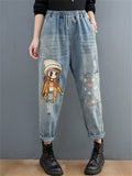 Embroidered High Waist Jeans With Pockets