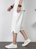 Men's Comfy Linen Straight Cropped Trousers