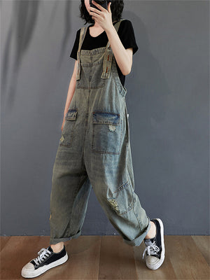 Denim Jeans Jumpsuits Popular Retro For Ladies At Favourable Price