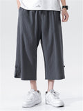 Loose Drawstring Solid Color Cropped Pants