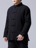 Winter Linen Cotton New Chinese Style Coats For Men