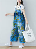 Stylish Printed Contrast Color Wide Leg Jumpsuits