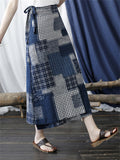 Fashion Irregular Chinese Style Denim Long Skirt