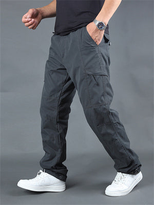 Winter Plus Size Thickened Fleece Male Multi-pocket Pants