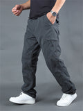 Winter Plus Size Thickened Fleece Male Multi-pocket Pants