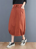 Summer Loose Fashion Large Size Elastic Slit Lantern Lady Skirt