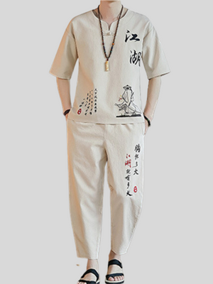 Summer Chinese Style Linen Cotton Fashion Men's Outfits