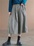 High Waisted Plaid Long Dress For Lady