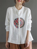 Women's Autumn New Cotton Linen Embroidered Loose Pretty Shirts