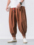 Drawstring Solid Color Linen Pants