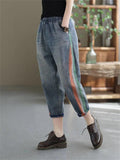 Patchwork Contrast Color Loose Female Jeans