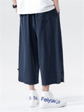 Loose Drawstring Solid Color Cropped Pants