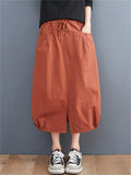 Summer Loose Fashion Large Size Elastic Slit Lantern Lady Skirt