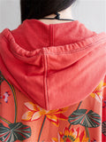 Floral Printed Hooded Jacket With Pockets