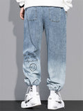 Cissot Cartoon Letter Printed Cute Men's Jeans