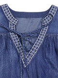 Vintage Embroidered A-Line Denim Dress