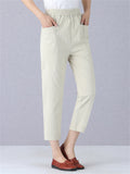 Trendy Elastic Waist Pants With Pockets