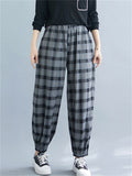 Chic Lattice Casual Spring Summer Literary Women's Pants